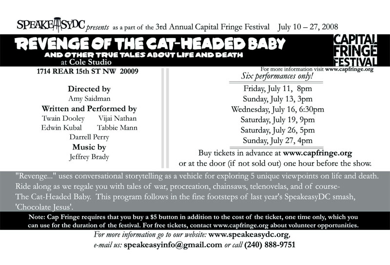 Revenge of The Cat-Headed Baby schedule