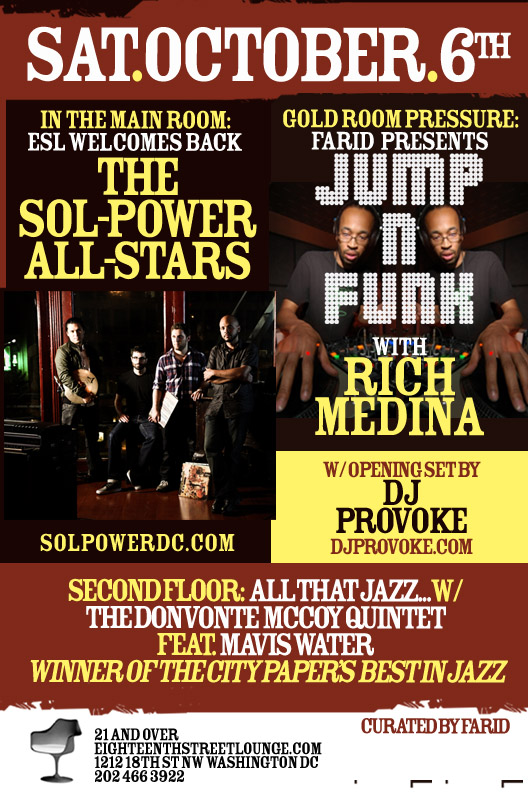 Sol Power vs. Jump N Funk at Eighteenth Street Lounge, Sat. 10/6/12